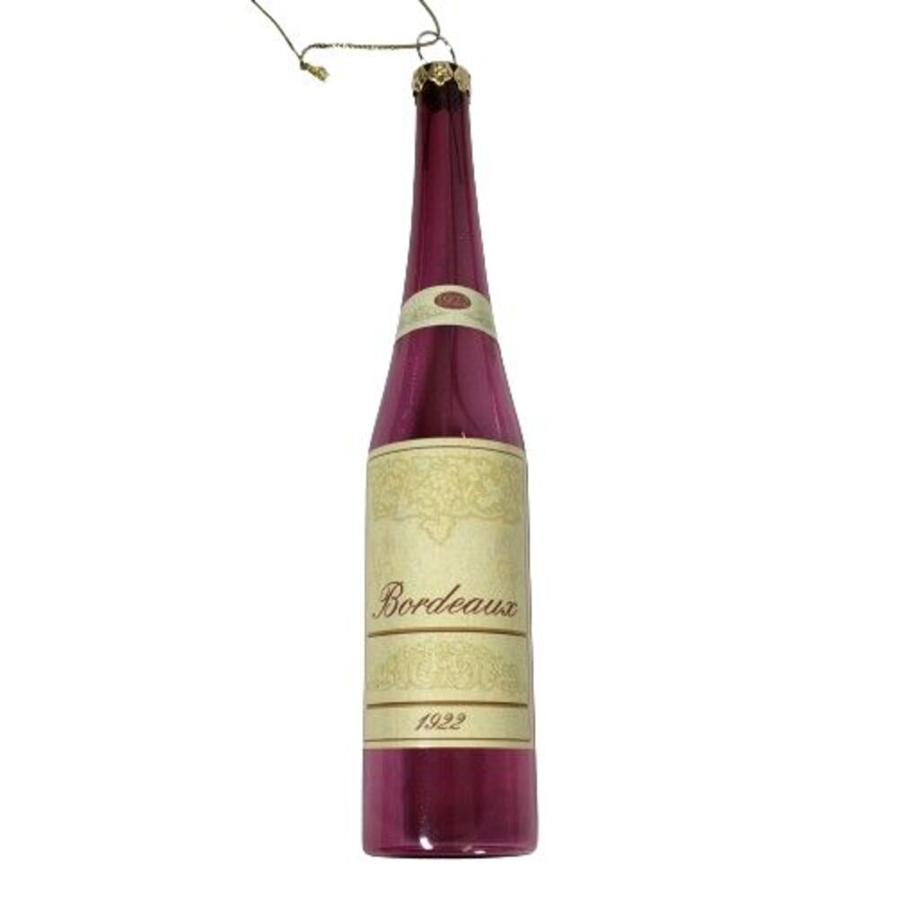 Old World Red Wine Bottle 1922 Bordeaux Glass Christmas Holiday Ornament SCF 6"